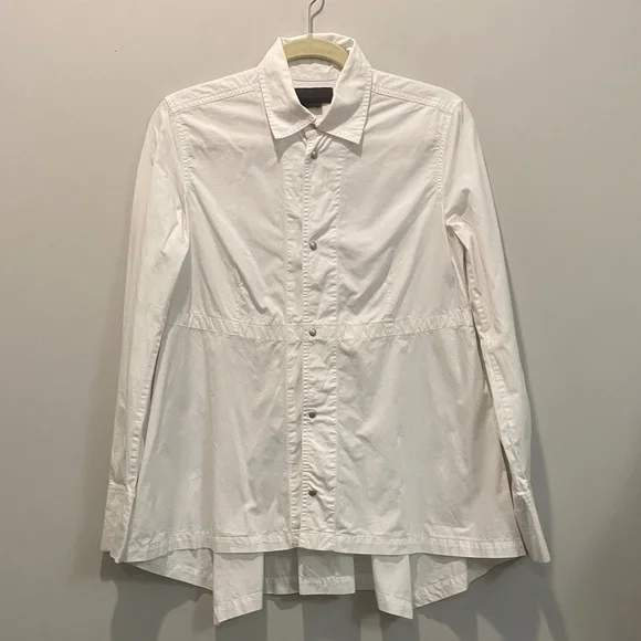 Diesel White Layered Peplum Shirt Snap Front Size medium - Picture 5 of 14